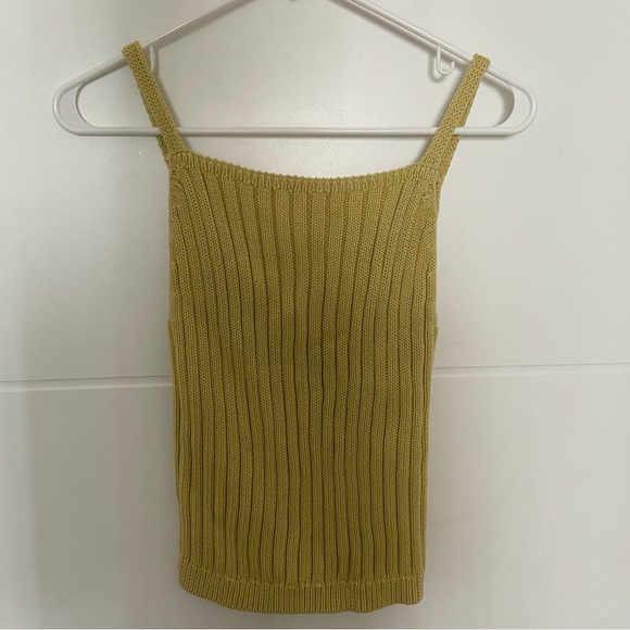 Back Beat Co. Tops - Light Green Knit Crochet Tank Top with low Back